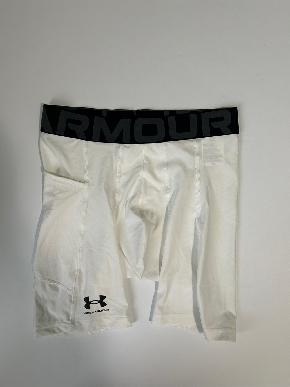 Under Armour White Compression Shorts with Black Branded Waistband